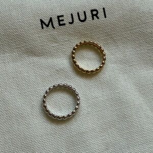 Mejuri Gold and Silver Beaded Rings Set